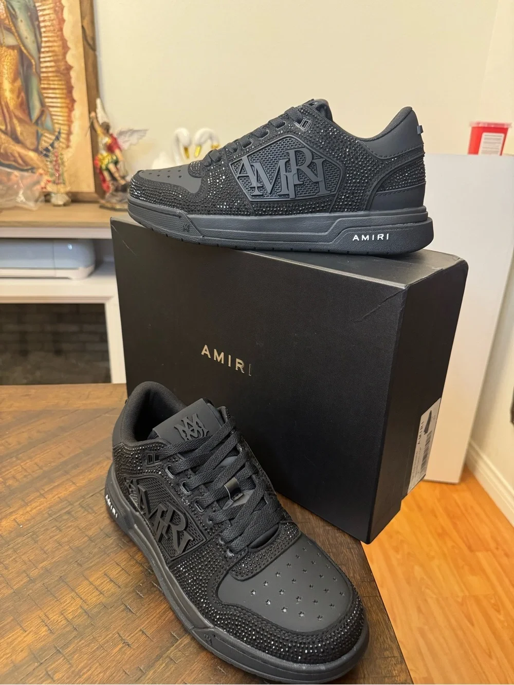 AMIRI Men's Black Crystal-Embellished Low-Top Sneakers